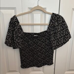 Floral Black and White Women's Top